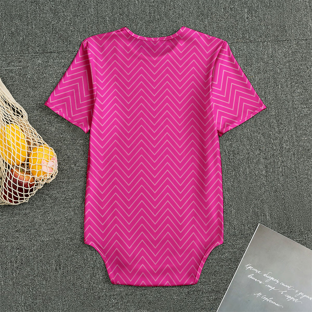Magenta Pink Zigzag Pattern Print Men's Bodysuit
