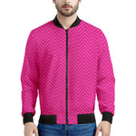 Magenta Pink Zigzag Pattern Print Men's Bomber Jacket