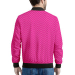 Magenta Pink Zigzag Pattern Print Men's Bomber Jacket