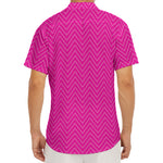Magenta Pink Zigzag Pattern Print Men's Deep V-Neck Shirt