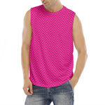 Magenta Pink Zigzag Pattern Print Men's Fitness Tank Top