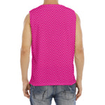 Magenta Pink Zigzag Pattern Print Men's Fitness Tank Top