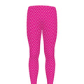 Magenta Pink Zigzag Pattern Print Men's Leggings