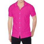 Magenta Pink Zigzag Pattern Print Men's Shirt