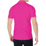 Magenta Pink Zigzag Pattern Print Men's Shirt