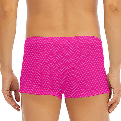 Magenta Pink Zigzag Pattern Print Men's Short Boxer Briefs