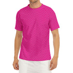 Magenta Pink Zigzag Pattern Print Men's Short Sleeve Rash Guard