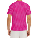 Magenta Pink Zigzag Pattern Print Men's Short Sleeve Rash Guard