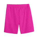 Magenta Pink Zigzag Pattern Print Men's Sports Shorts