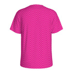 Magenta Pink Zigzag Pattern Print Men's Sports T-Shirt