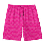 Magenta Pink Zigzag Pattern Print Men's Swim Trunks