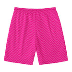 Magenta Pink Zigzag Pattern Print Men's Swim Trunks