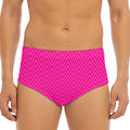 Magenta Pink Zigzag Pattern Print Men's Triangle Swim Briefs