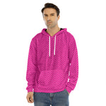 Magenta Pink Zigzag Pattern Print Men's Velvet Pullover Hoodie