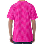 Magenta Pink Zigzag Pattern Print Men's Velvet T-Shirt