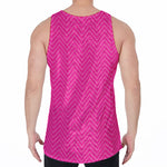 Magenta Pink Zigzag Pattern Print Men's Velvet Tank Top
