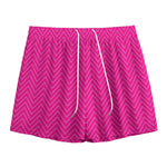 Magenta Pink Zigzag Pattern Print Mesh Shorts