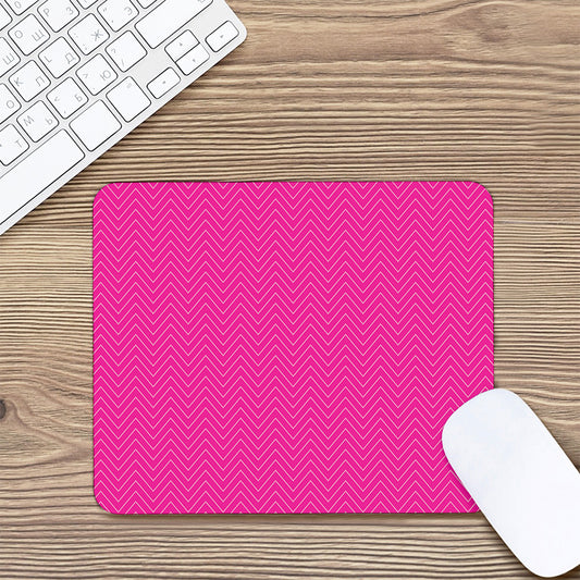 Magenta Pink Zigzag Pattern Print Mouse Pad