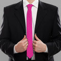 Magenta Pink Zigzag Pattern Print Necktie