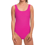 Magenta Pink Zigzag Pattern Print One Piece Swimsuit