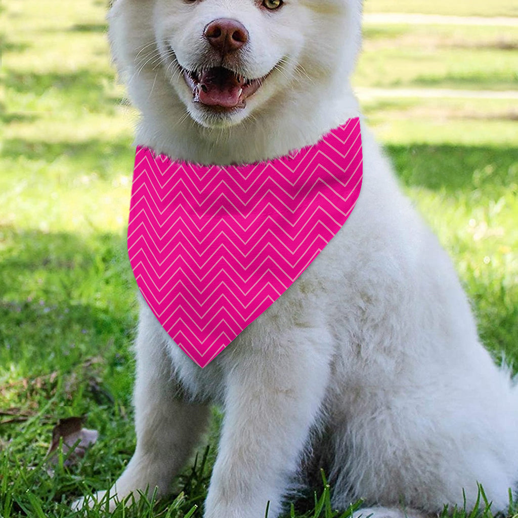 Magenta Pink Zigzag Pattern Print Over The Collar Dog Bandana