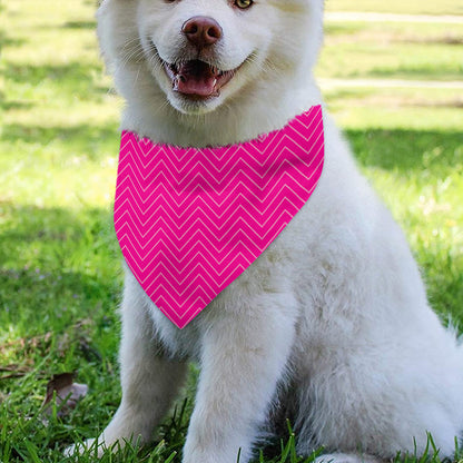 Magenta Pink Zigzag Pattern Print Over The Collar Dog Bandana