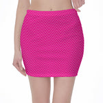 Magenta Pink Zigzag Pattern Print Pencil Mini Skirt