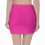 Magenta Pink Zigzag Pattern Print Pencil Mini Skirt