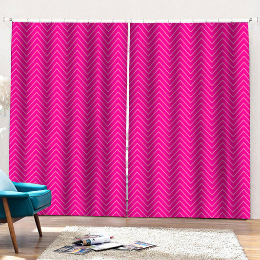 Magenta Pink Zigzag Pattern Print Pencil Pleat Curtains