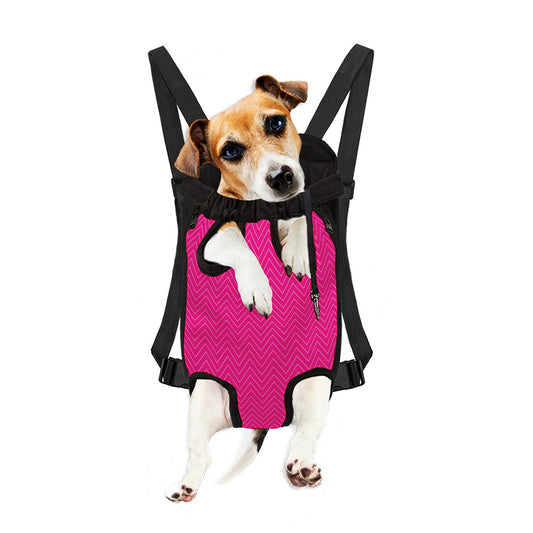 Magenta Pink Zigzag Pattern Print Pet Carrier Backpack