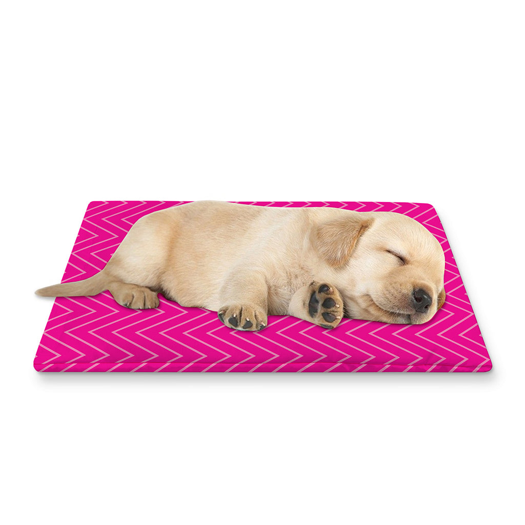 Magenta Pink Zigzag Pattern Print Pet Cooling Mat Cover