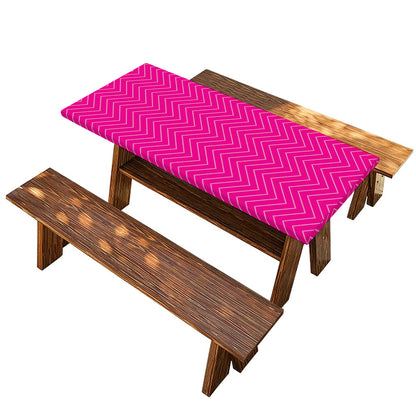 Magenta Pink Zigzag Pattern Print Picnic Table Cover