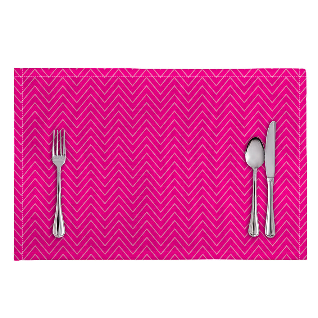 Magenta Pink Zigzag Pattern Print Placemat