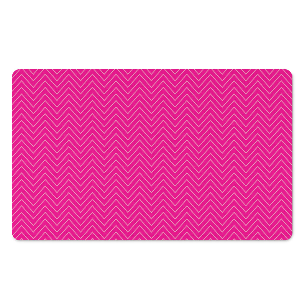 Magenta Pink Zigzag Pattern Print Polyester Doormat