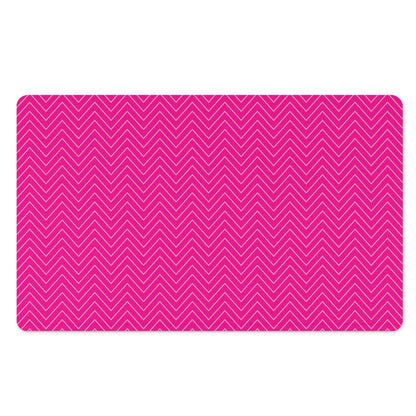 Magenta Pink Zigzag Pattern Print Polyester Doormat