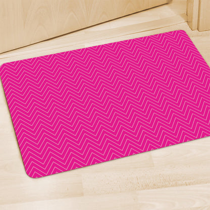 Magenta Pink Zigzag Pattern Print Polyester Doormat