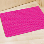 Magenta Pink Zigzag Pattern Print Polyester Doormat