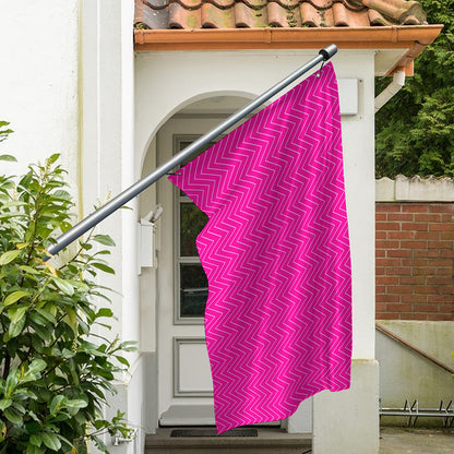 Magenta Pink Zigzag Pattern Print Polyester Flag