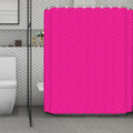 Magenta Pink Zigzag Pattern Print Polyester Shower Curtain