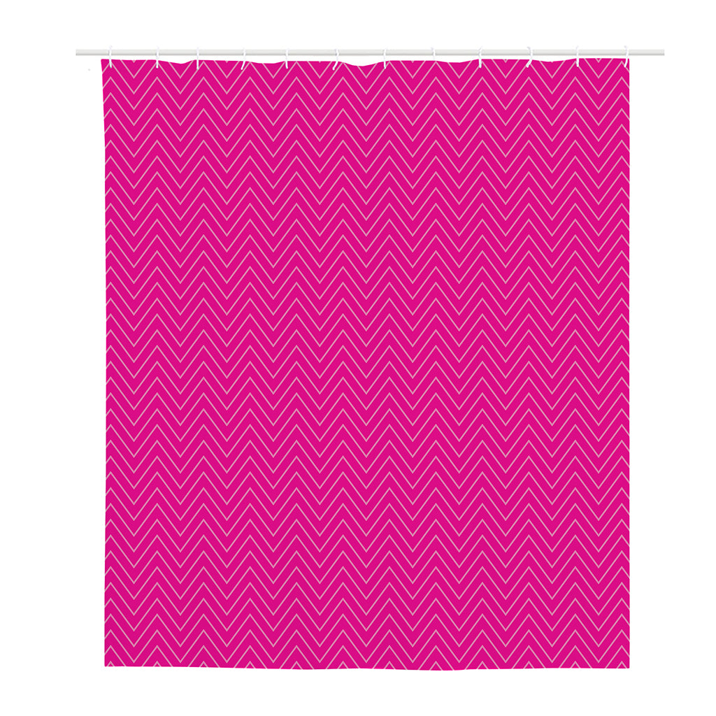 Magenta Pink Zigzag Pattern Print Polyester Shower Curtain