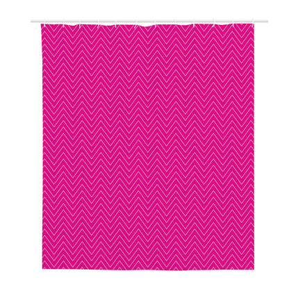 Magenta Pink Zigzag Pattern Print Polyester Shower Curtain