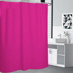 Magenta Pink Zigzag Pattern Print Premium Shower Curtain