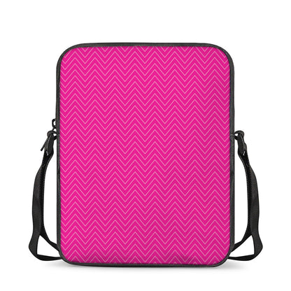 Magenta Pink Zigzag Pattern Print Rectangular Crossbody Bag