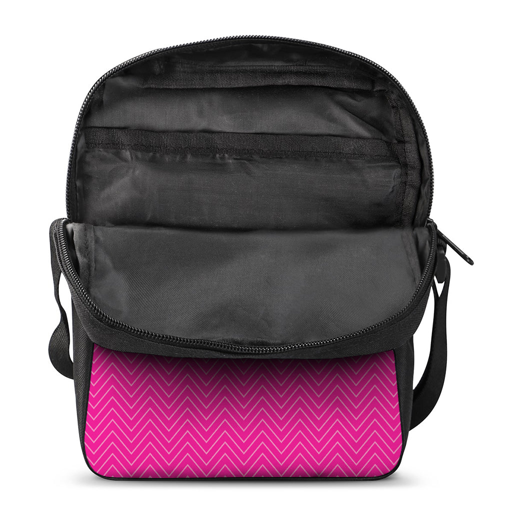 Magenta Pink Zigzag Pattern Print Rectangular Crossbody Bag