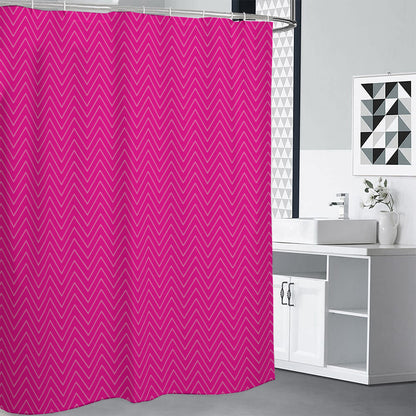 Magenta Pink Zigzag Pattern Print Shower Curtain