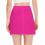 Magenta Pink Zigzag Pattern Print Side Slit Mini Skirt