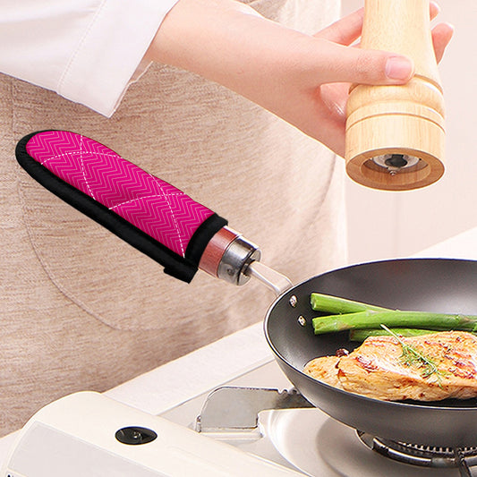 Magenta Pink Zigzag Pattern Print Skillet Handle Cover