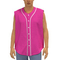 Magenta Pink Zigzag Pattern Print Sleeveless Baseball Jersey