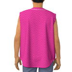 Magenta Pink Zigzag Pattern Print Sleeveless Baseball Jersey