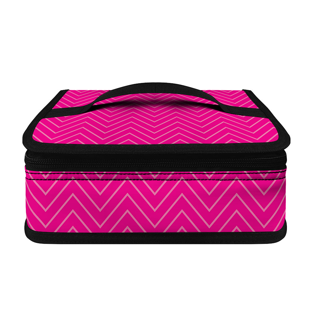 Magenta Pink Zigzag Pattern Print Small Lunch Bag